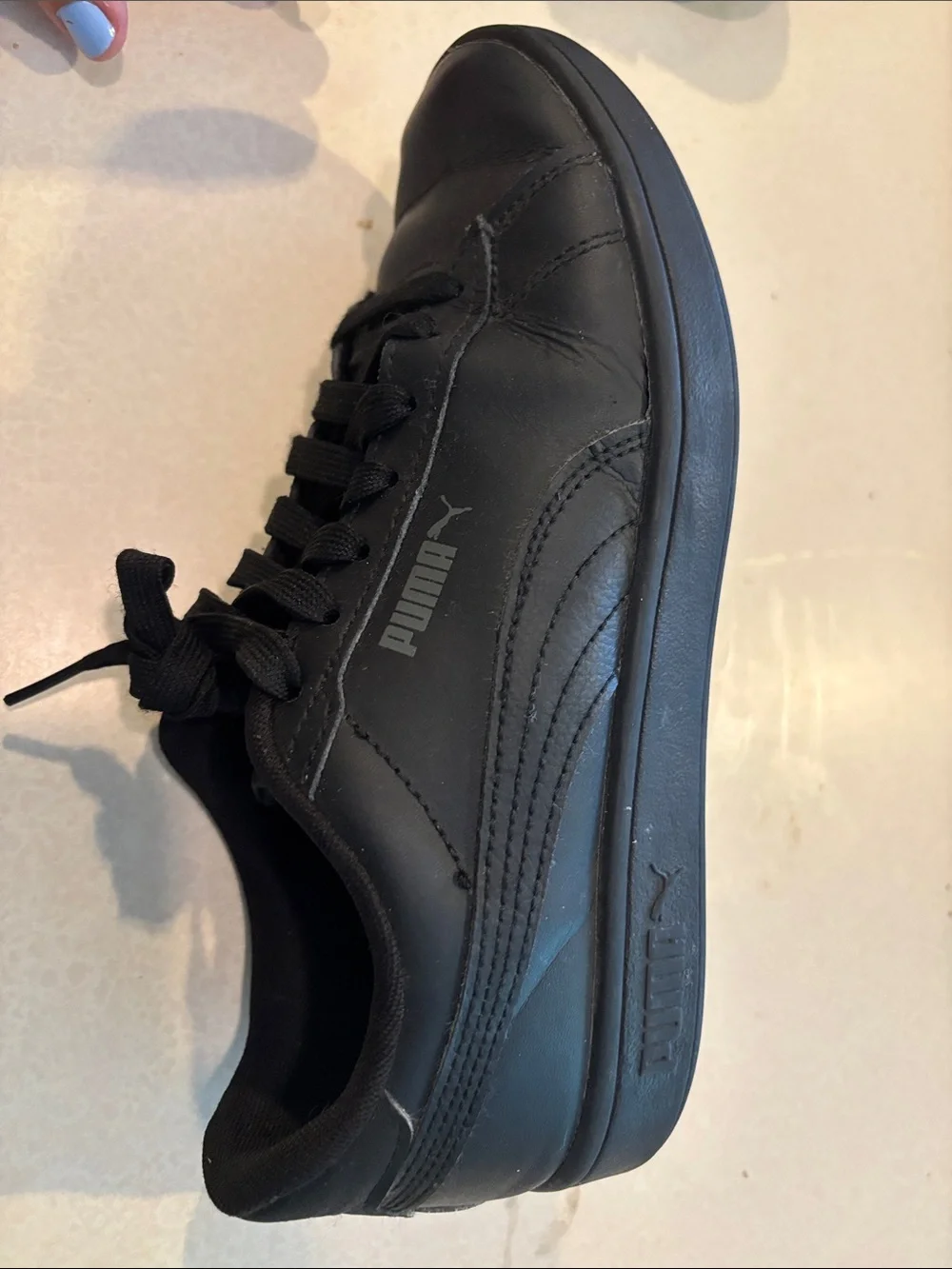 Puma Black Low-Top Leather Sneakers